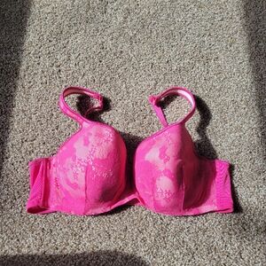 Pink and Cream Lace Plus size Cacique Push up bra